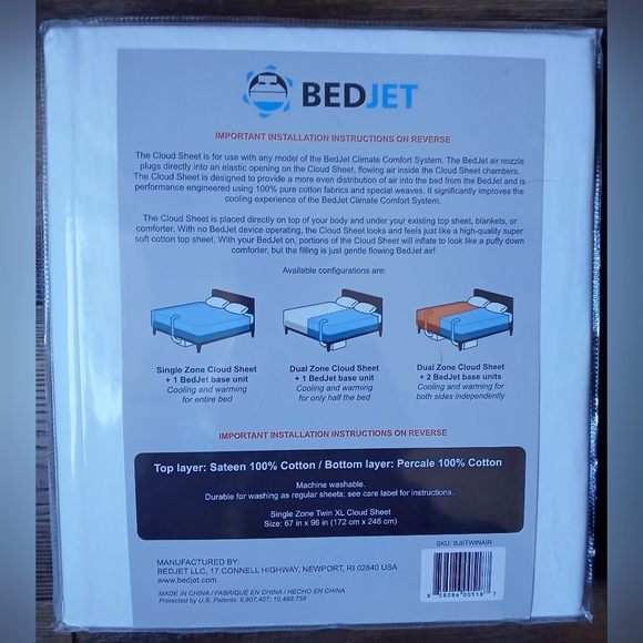BedJet Cloud Sheet Single Zone Twin XL - Picture 2 of 2
